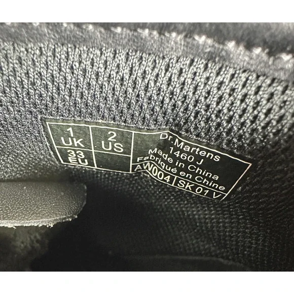 Dr. Martens Junior 1460 Softy T Black Leather Lace-Up Side Zip Boots Kids Size 2 - Picture 13 of 14